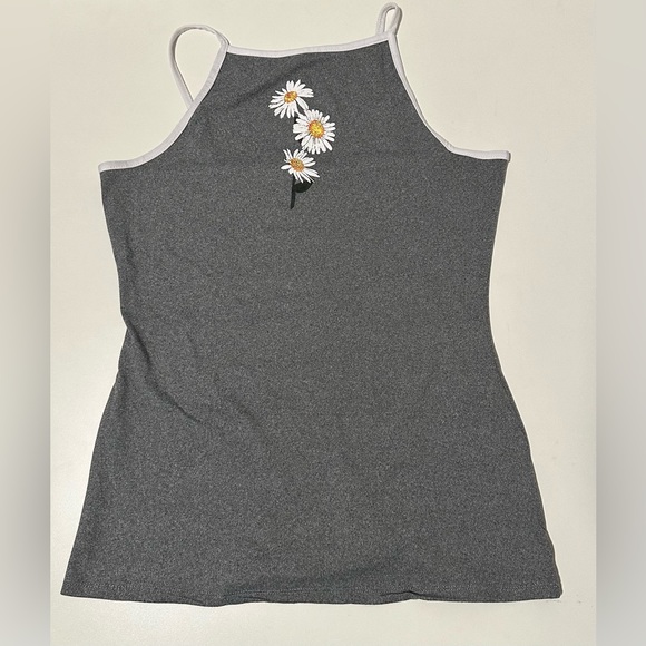 Forever21 Cami Tank Top 1X Grey with White Flower - Picture 3 of 13